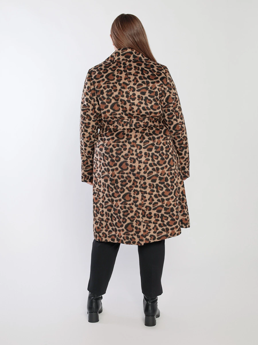 Пальто однобортное с леопардовым принтом